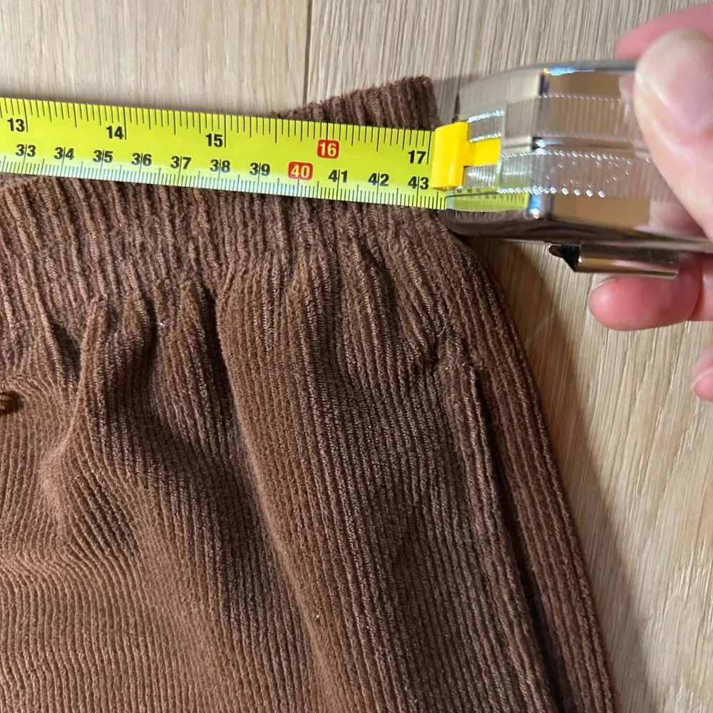 Vintage 90s Corduroy Pants Mens‎ 33 Brown Elastic Waist Soft Relaxed Retro Y2K